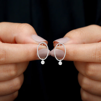 Naomi- 0.20 TCW Round Hoop Drop Moissanite Earrings