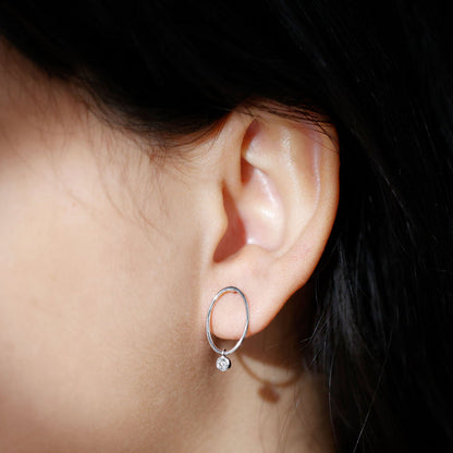 Naomi- 0.20 TCW Round Hoop Drop Moissanite Earrings