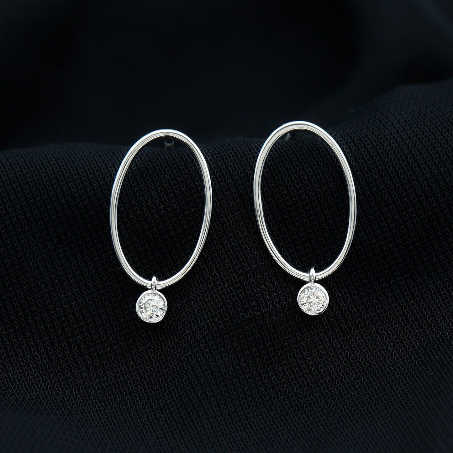 Naomi- 0.20 TCW Round Hoop Drop Moissanite Earrings