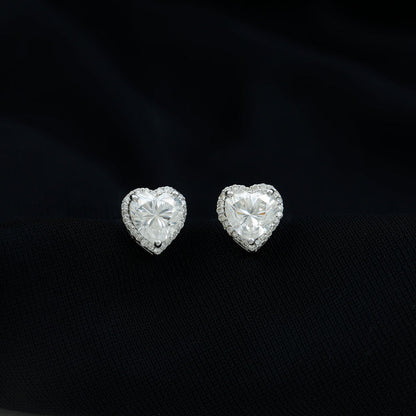 Clara- 2.0 TCW Heart Halo Moissanite Earrings
