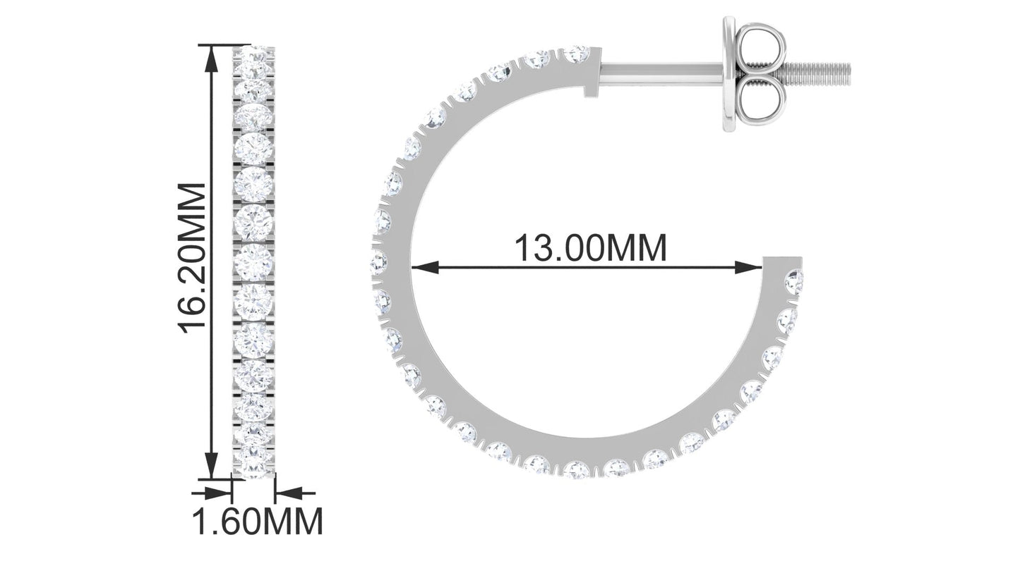 Fiona- 1.0 TCW Round Hoop Moissanite Earrings