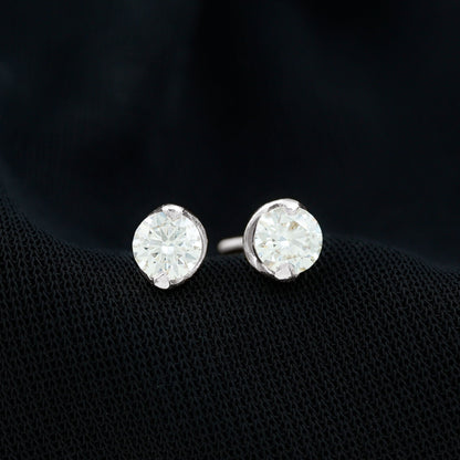Harper- 0.75 TCW Round Bezel Moissanite Earrings