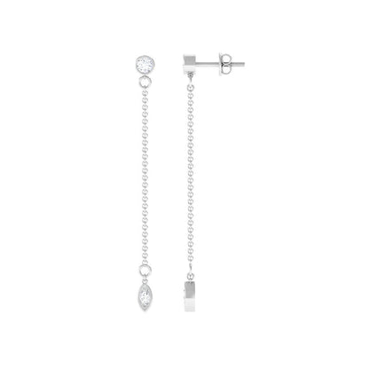 Josephine- 0.50 TCW Round Dangle Chain Moissanite Earrings