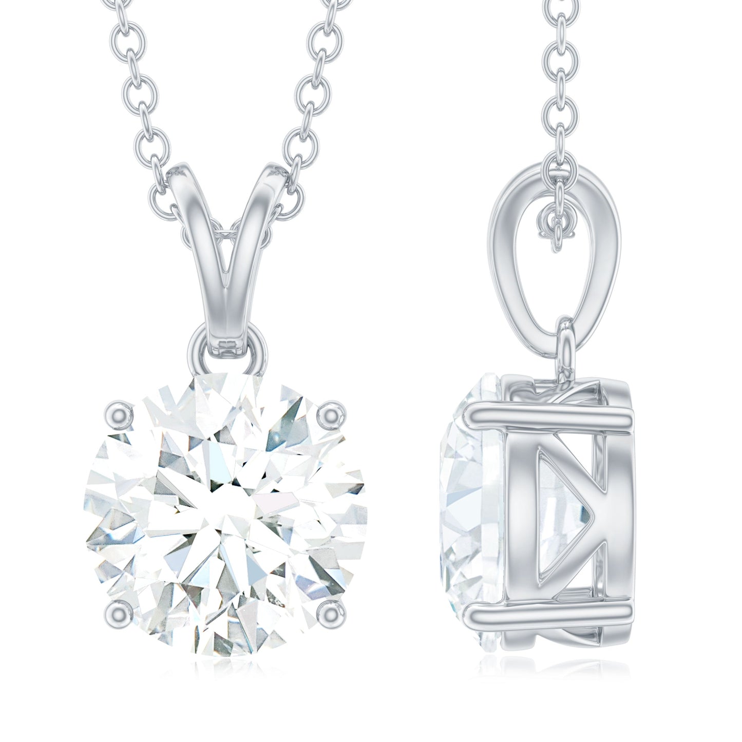 Evangeline- 2.10 TCW Round Solitaire Moissanite Necklace