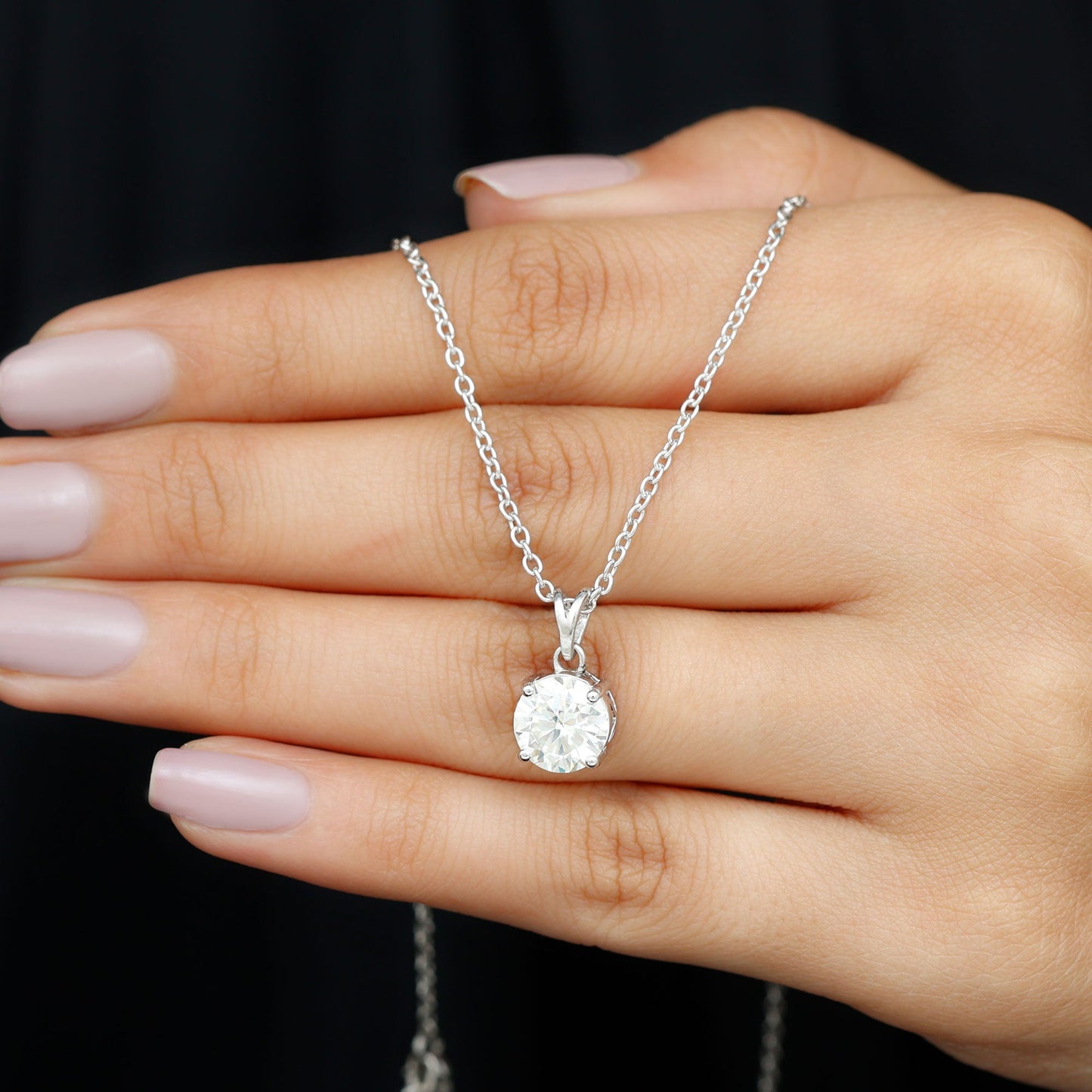 Evangeline- 2.10 TCW Round Solitaire Moissanite Necklace