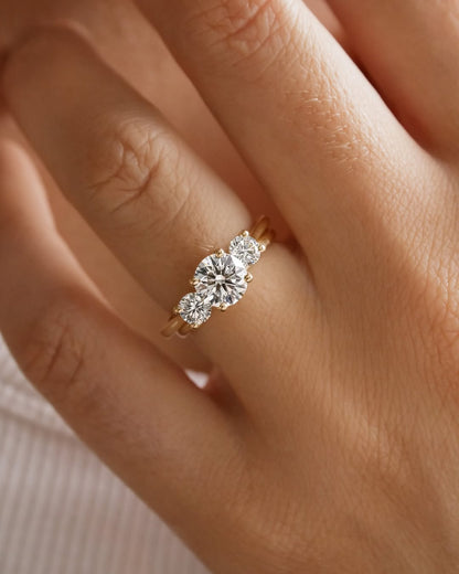 1.20 CT Round E/VS1 CVD Diamond Three Stone Style Engagement Ring