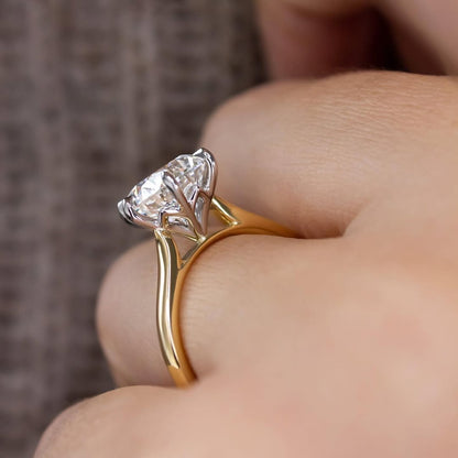 1.0 CT Round F/VS2 CVD Diamond Cathedral Style Engagement Ring