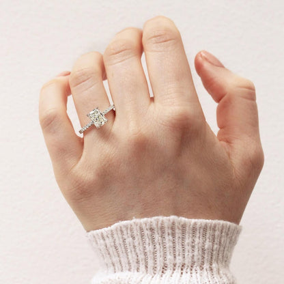 2.0 CT Radiant F/VS1 CVD Diamond Pave Style Engagement Ring