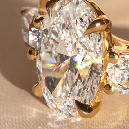 1.30 CT Oval E/VS1 CVD Diamond Three Stone Style Engagement Ring