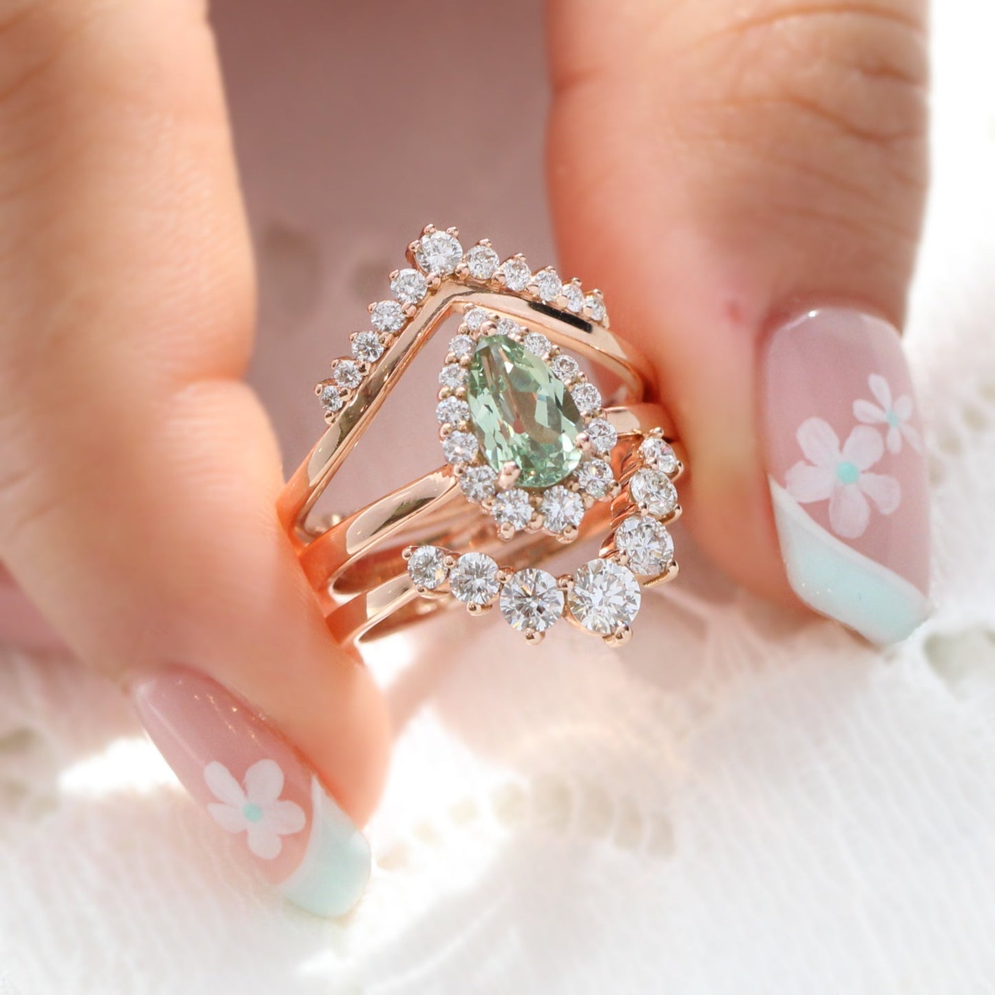 Aria- 1.20 CT Oval Moissanite Halo Bridal Ring Set