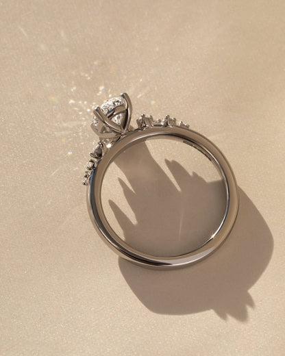 1.0 CT Oval D/VS1 CVD Diamond Cluster Style Engagement Ring