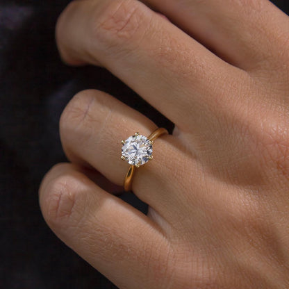 1.50 CT Round F/VS2 CVD Diamond Solitaire Style Engagement Ring
