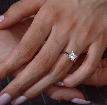 1.50 CT Princess F/VVS2 CVD Diamond Hidden Halo Style Engagement Ring