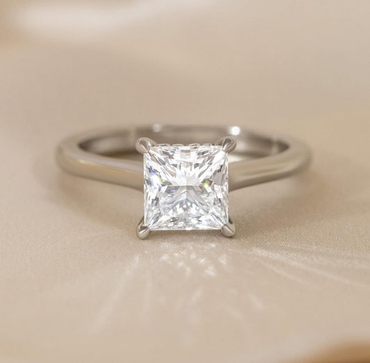 1.50 CT Princess F/VVS2 CVD Diamond Hidden Halo Style Engagement Ring