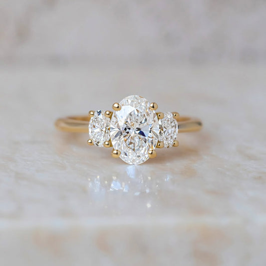 1.60 CT Oval E/VVS1 CVD Diamond Three Stone Style Engagement Ring