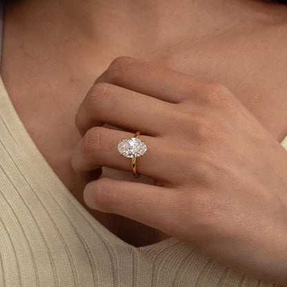 3.30 CT Oval F/VVS2 CVD Diamond Solitaire Style Engagement Ring