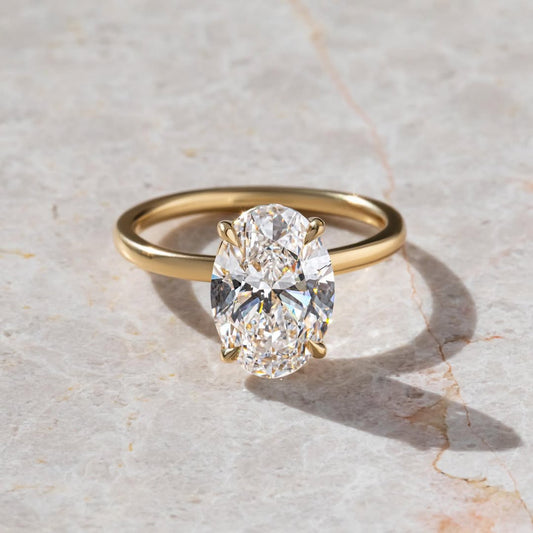 3.30 CT Oval F/VVS2 CVD Diamond Solitaire Style Engagement Ring