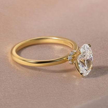 2.0 CT Oval E/VS2 CVD Diamond Hidden Halo Style Engagement Ring