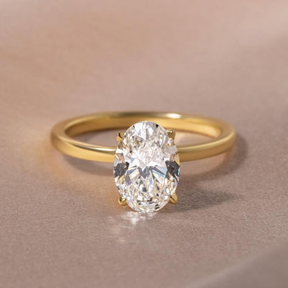 2.0 CT Oval E/VS2 CVD Diamond Hidden Halo Style Engagement Ring