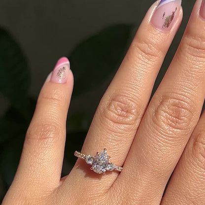 Lauren- 1.0 CT Pear Moissanite Pave Bridal Ring Set
