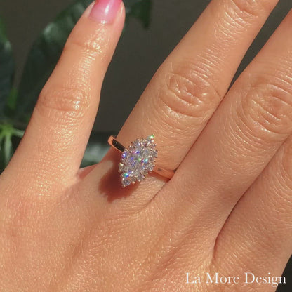 Ruby- 2.0 CT Marquise Moissanite Halo Bridal Ring Set