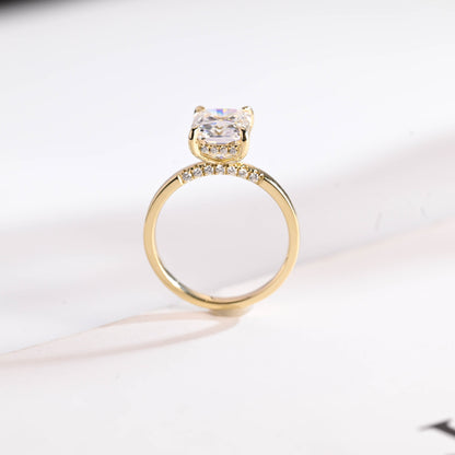 3.5 CT Radiant Cut Hidden Halo Moissanite Engagement Ring