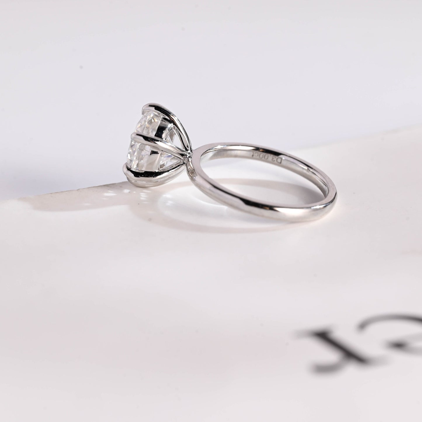 3.5 CT Round Cut Solitaire Moissanite Engagement Ring