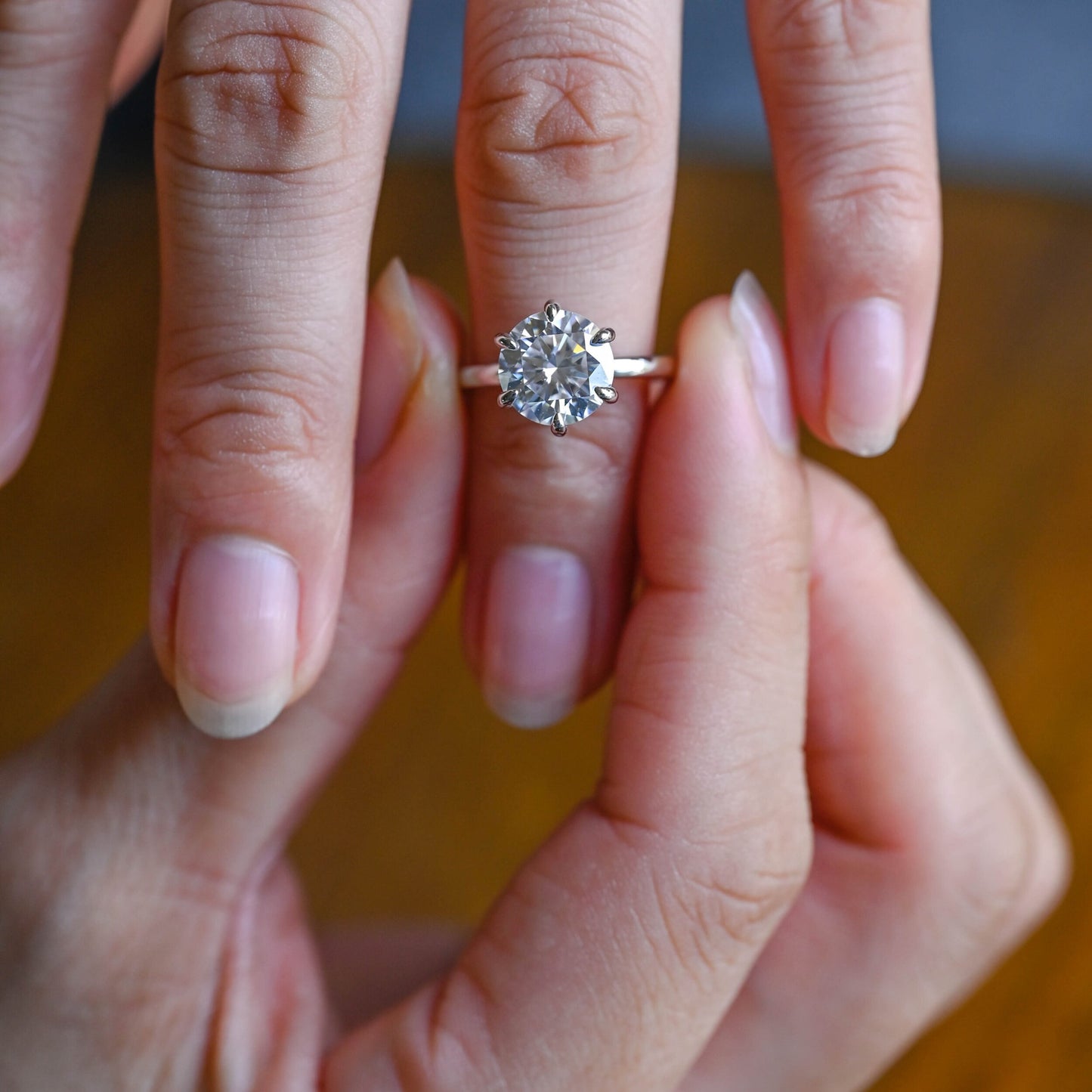 3.5 CT Round Cut Solitaire Moissanite Engagement Ring