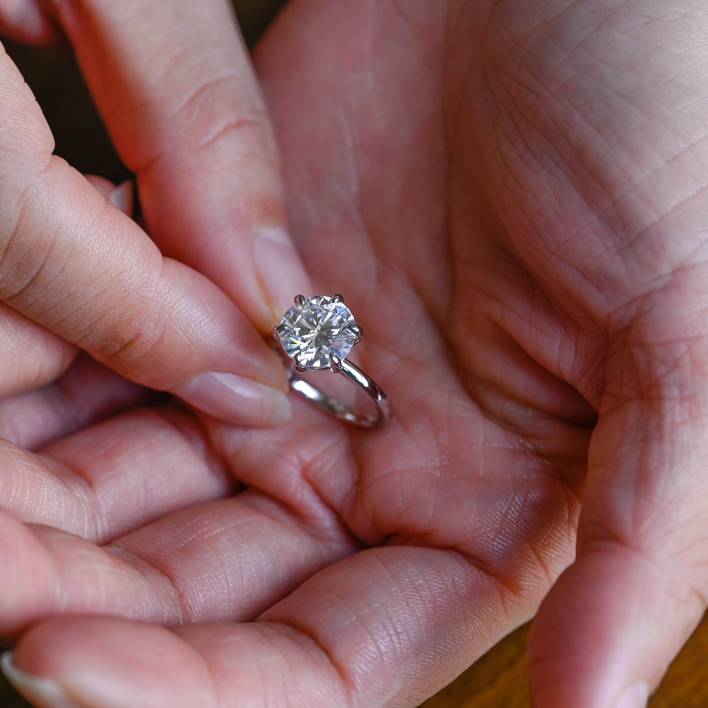 3.5 CT Round Cut Solitaire Moissanite Engagement Ring
