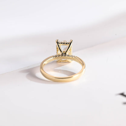 3.5 CT Radiant Cut Hidden Halo Moissanite Engagement Ring