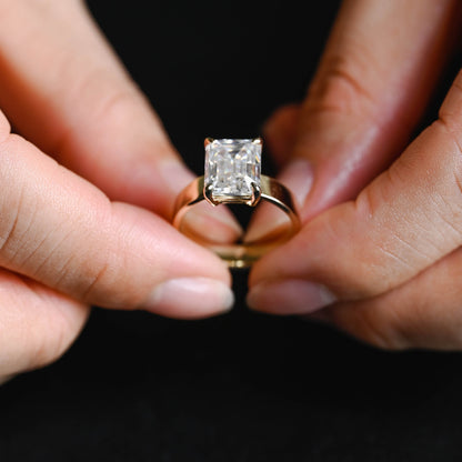 3.5 CT Radiant Cut Hidden Halo Moissanite Engagement Ring