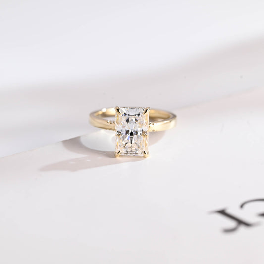 3.5 CT Radiant Cut Hidden Halo Moissanite Engagement Ring