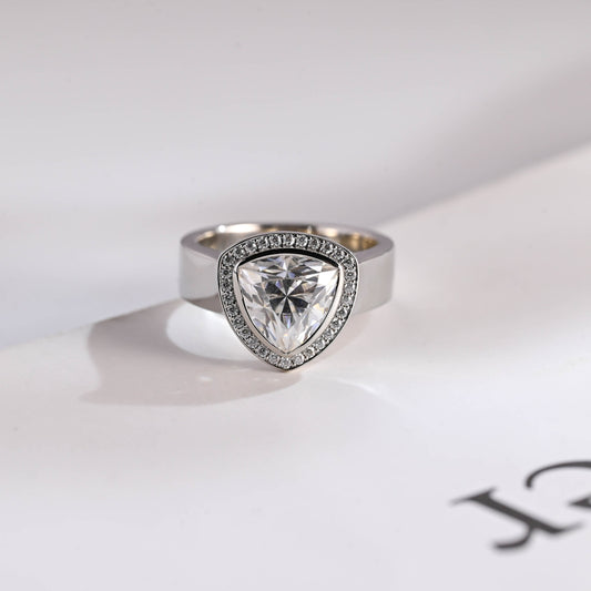 3.0 CT Trillion Cut Halo Moissanite Engagement Ring
