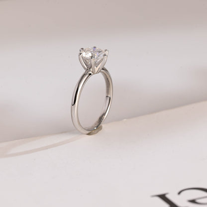 2.0 CT Round Cut Solitaire Moissanite Engagement Ring