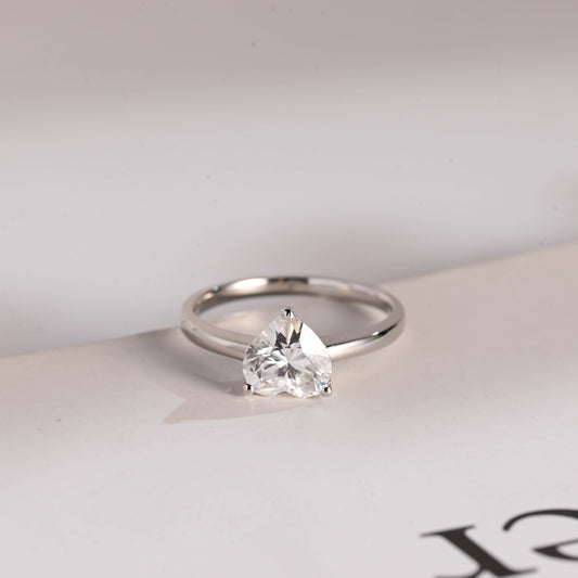 2.0 CT Heart Cut Solitaire Moissanite Engagement Ring