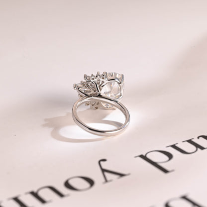 4.5 CT Oval Cut Cluster Moissanite Engagement Ring