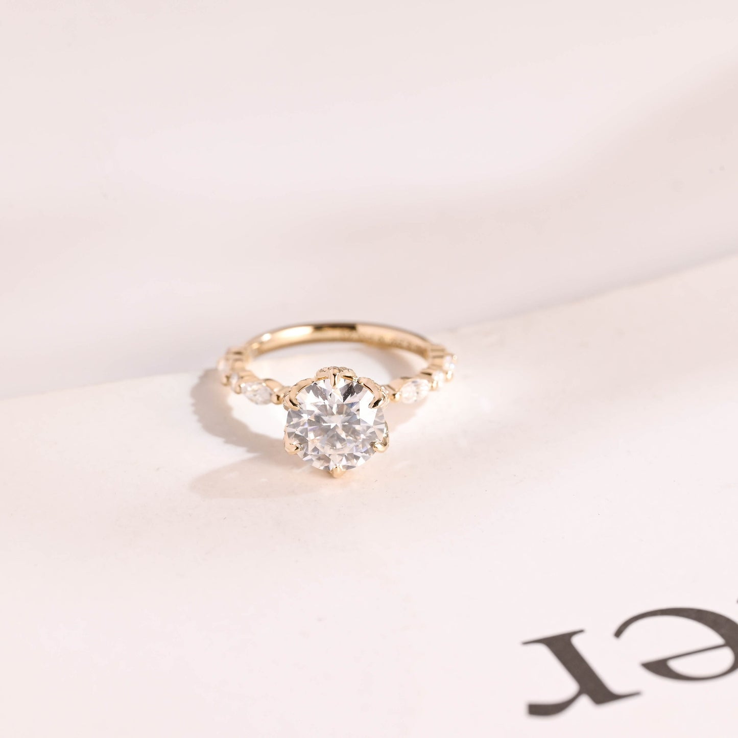 2.5 CT Round Cut Pave Moissanite Engagement Ring