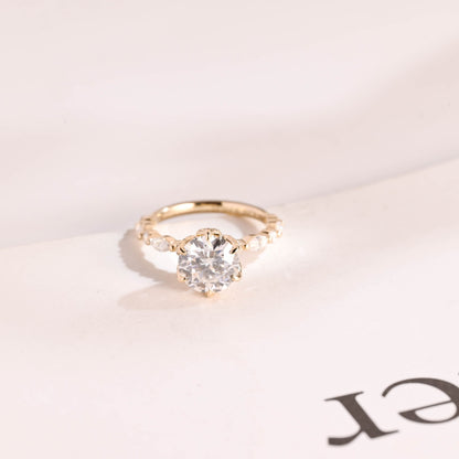 2.5 CT Round Cut Pave Moissanite Engagement Ring