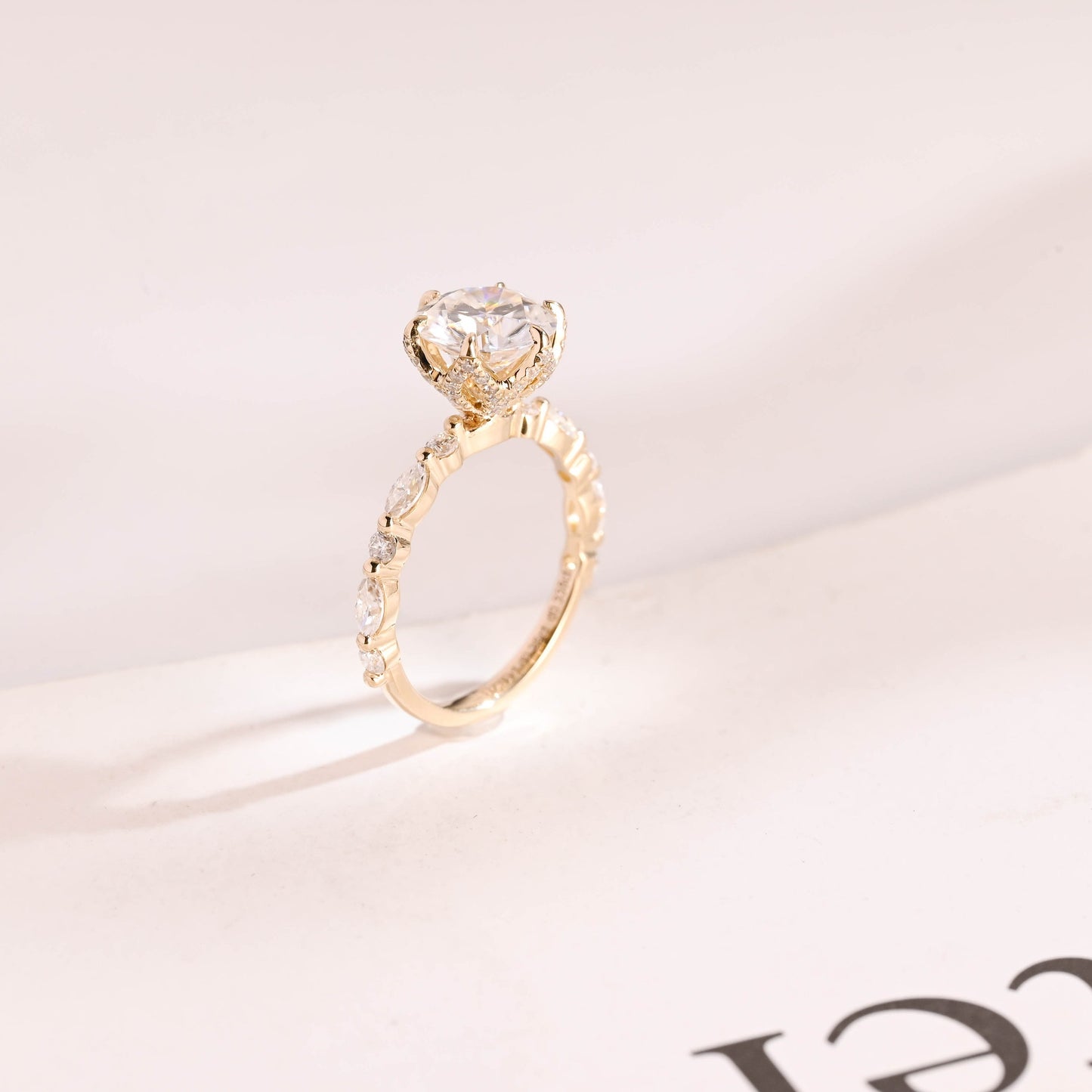2.5 CT Round Cut Pave Moissanite Engagement Ring