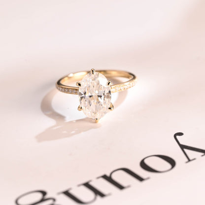 4.5 CT Oval Cut Hidden Halo Moissanite Engagement Ring