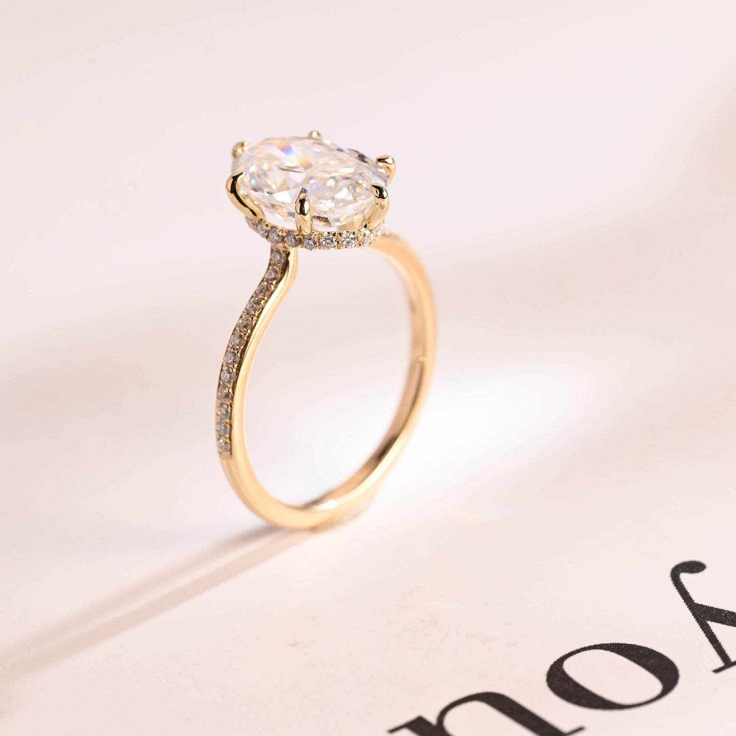 4.5 CT Oval Cut Hidden Halo Moissanite Engagement Ring
