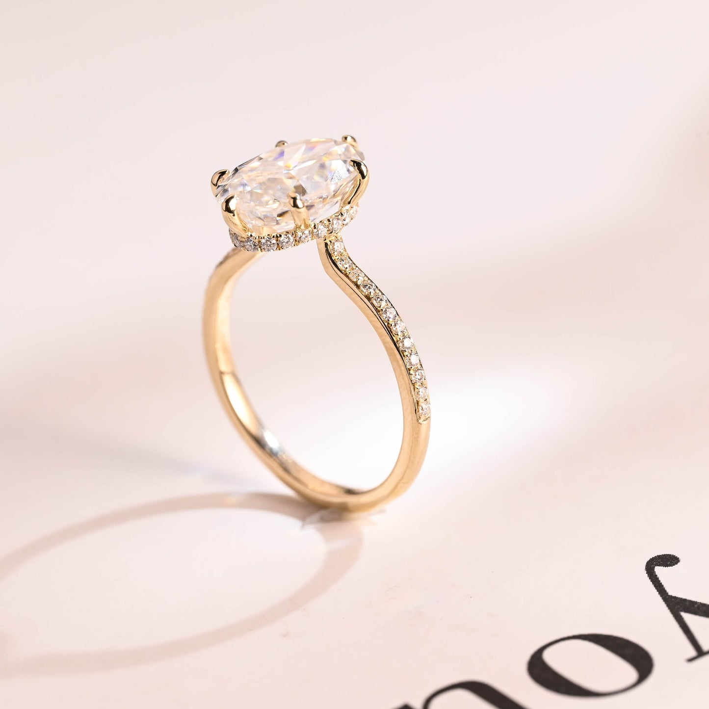 4.5 CT Oval Cut Hidden Halo Moissanite Engagement Ring
