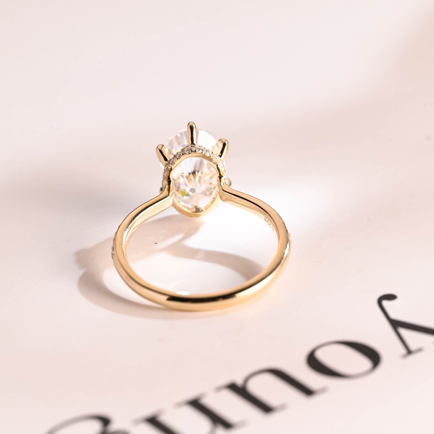 4.5 CT Oval Cut Hidden Halo Moissanite Engagement Ring
