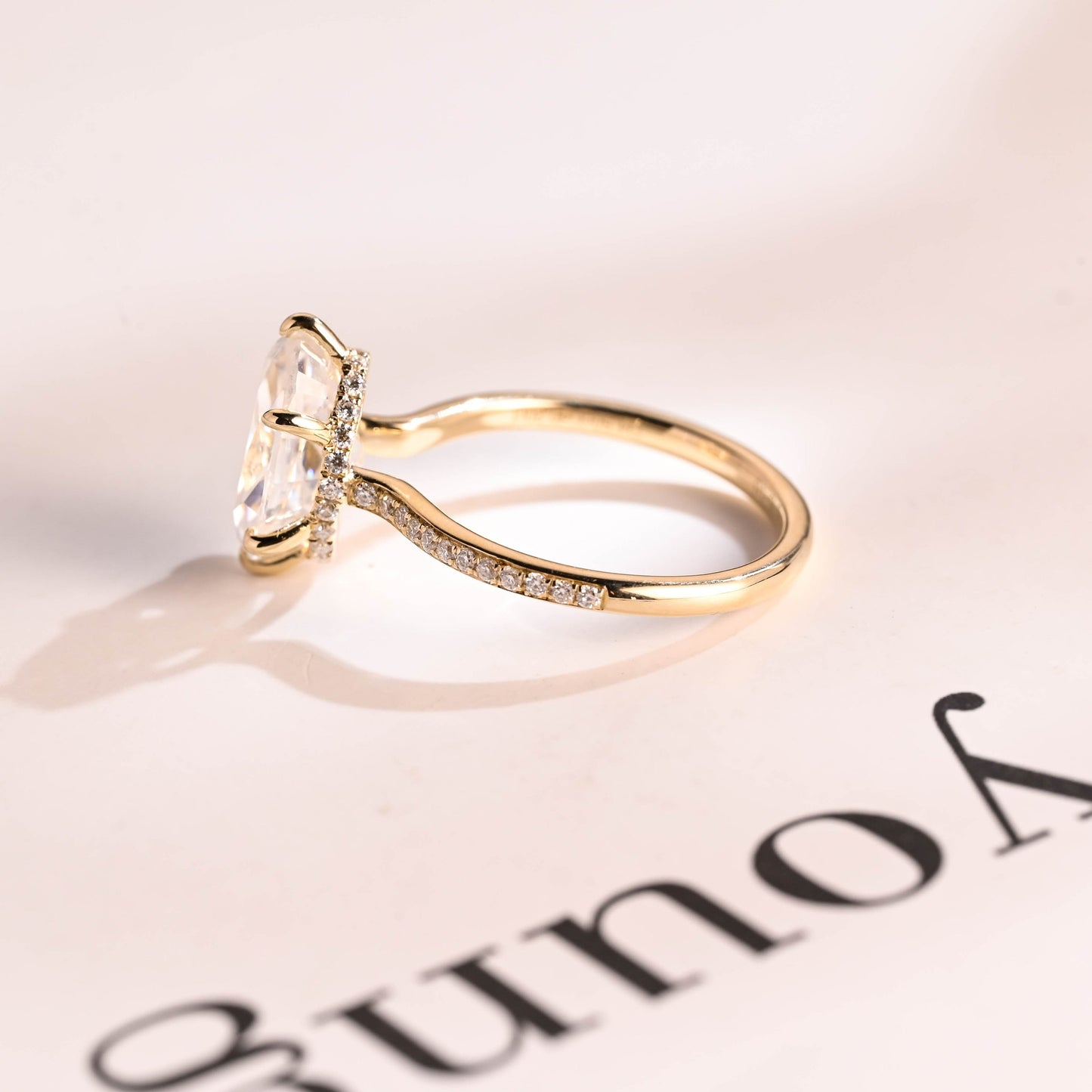 4.5 CT Oval Cut Hidden Halo Moissanite Engagement Ring