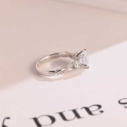 1.5 CT Heart Cut Three Stone With Twisted Shank Moissanite Engagement Ring