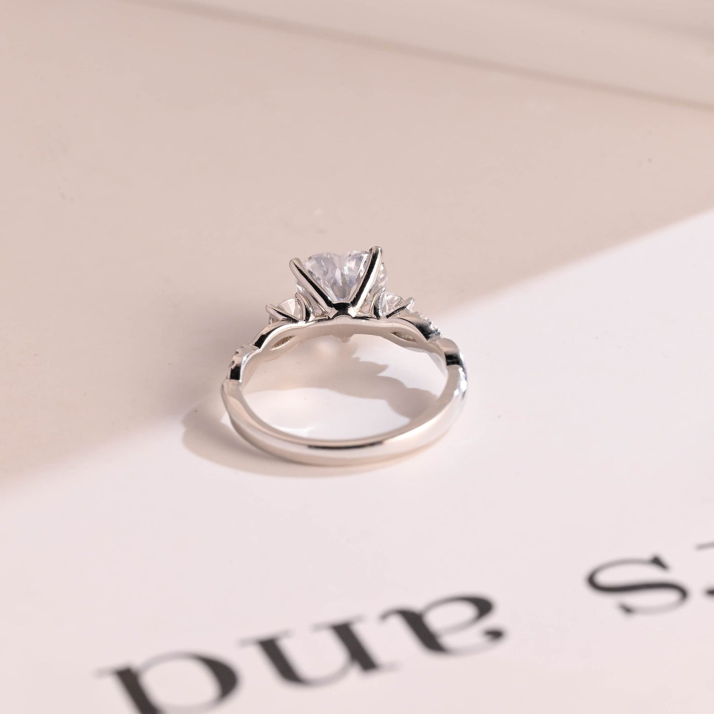 1.5 CT Heart Cut Three Stone With Twisted Shank Moissanite Engagement Ring
