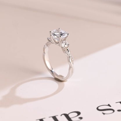 1.5 CT Heart Cut Three Stone With Twisted Shank Moissanite Engagement Ring