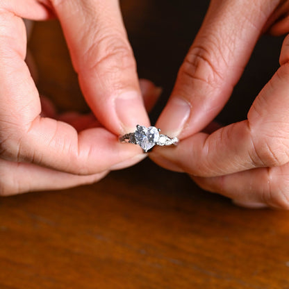 1.5 CT Heart Cut Three Stone With Twisted Shank Moissanite Engagement Ring