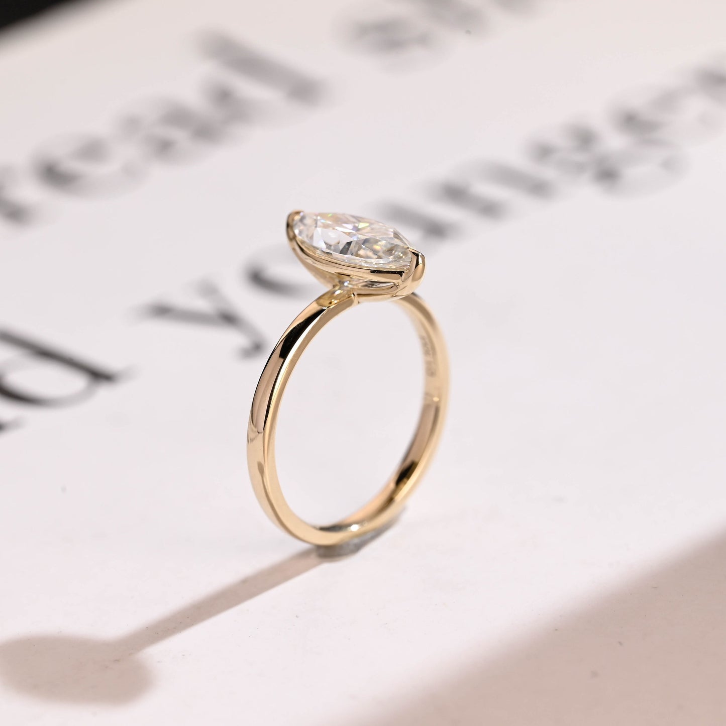 3.0 CT Marquise Cut Solitaire Moissanite Engagement Ring