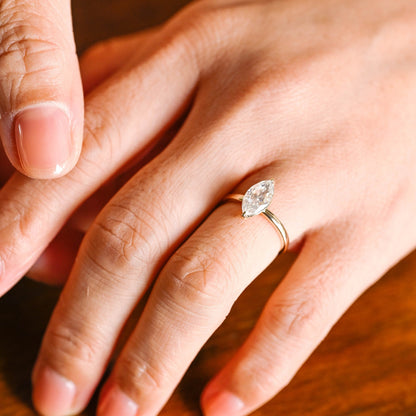 3.0 CT Marquise Cut Solitaire Moissanite Engagement Ring